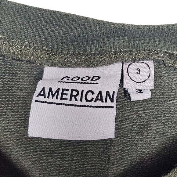 Good American Wide Neck Camo Sweatshirt Pullover Crewneck Green Women Size 3 - Picture 8 of 12